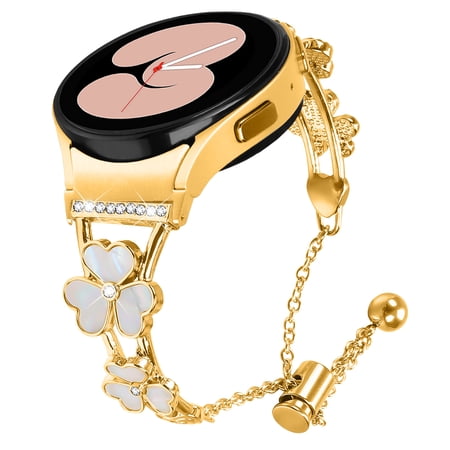 REQO Bling Bands Compatible with Samsung Galaxy Watch 7 6 5 4 FE Band 40mm 44mm for Women, Shinny Metal Bracelet Straps Luxurious Rhinestone Replacement Wristband for Galaxy Watch 6 Classic 4 5 Pro