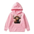 thumbnail image 2 of Kids Cow Pullover Hoodie Graphic Print Sweatshirt with Pocket for Boys Girls Outdoor Play Casual Wear(Pink3,6-8Years), 2 of 7