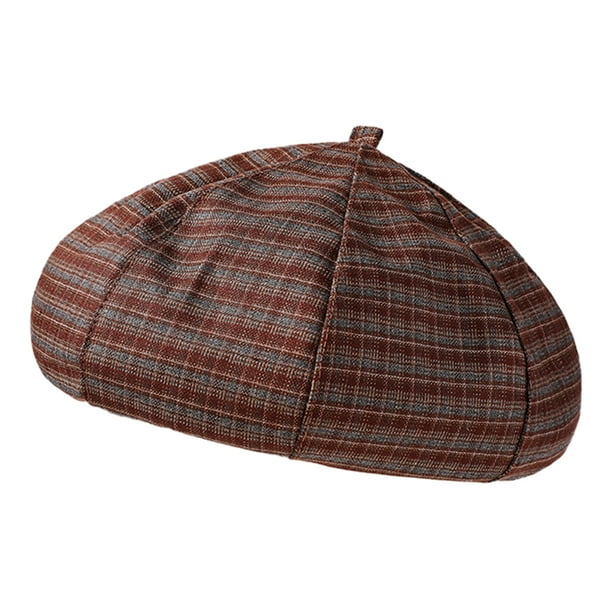 ForHe Sombrero de boina de otoño e invierno para mujer, diseño de cuadros vintage, gorra octogonal ajustable, sombrero de estilo británico femenino, Negro