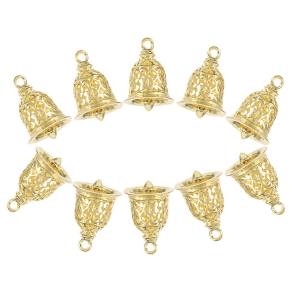 MERRYHAPY 10Pcs Brass Bell Hanging Decor for DIY Arts Crafts Home Garden Shop Golden Color