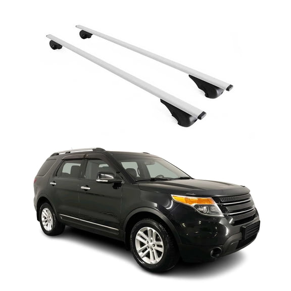 OMAC Roof Racks Cross Bars Carrier Durable for Ford Explorer 2011-2015 Gray 2 Pcs Anti-Theft for Travel Kayak Canoe Surf Ski Snowboard Camping