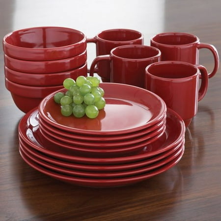 Mainstays 16pc Stackable Red Dinnerware Set - Walmart.com Mainstays 16pc Stackable Red Dinnerware Set - Walmart.com