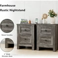 thumbnail image 5 of Papajet Nightstand Set of 2 with Charging Station, Farmhouse Wood Bedside Table, Rustic Grey, 5 of 9