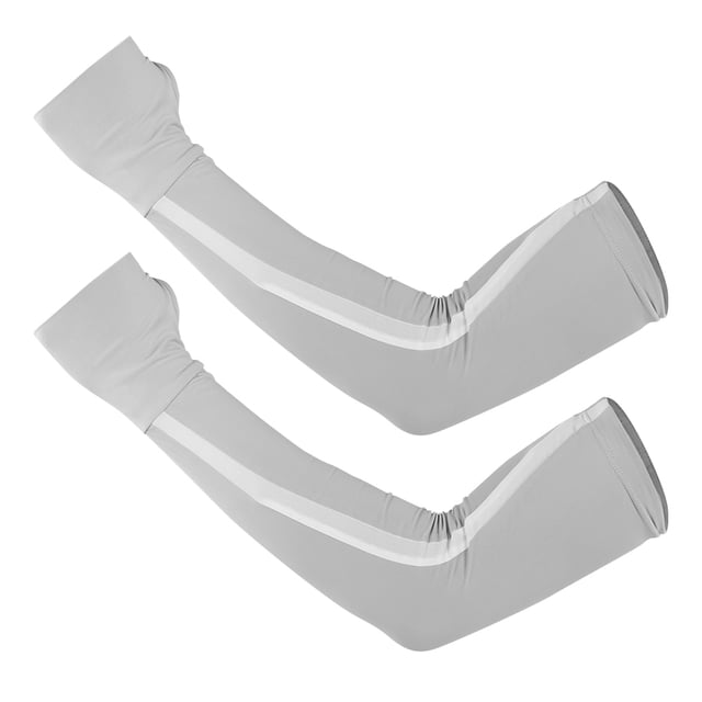 1 par de calentadores de brazos unisex cubiertas de brazos anti-UV para deportes al aire libre mangas de medio dedo gris M