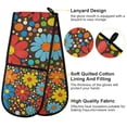thumbnail image 2 of Yayeee Double Oven Mitt Kitchen Heat Resistant Baking 35" x7" Quilted Glove, Cartoon Flowers, 2 of 6