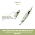 thumbnail image 3 of 5.5" tuna jigs,300g saltwater jigging lures, 3 pcs Silver Zebra Glow, for trolling & jigging, includes wire-through design, ideal for offshore tuna fishing, 3 of 9