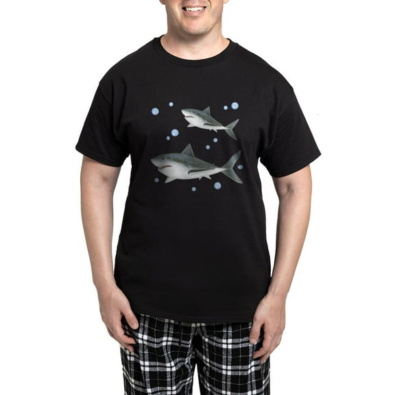 CafePress - Shark Men's Dark Pajamas - Men's Dark Loose Fit Cotton Pajama Set