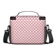 thumbnail image 3 of Pink and White Checkered Pattern Insulated Lunch Box for Women Men, Medium Leakproof Cooler Bag with Adjustable Strap, 10"x6.7"x8", 3 of 6