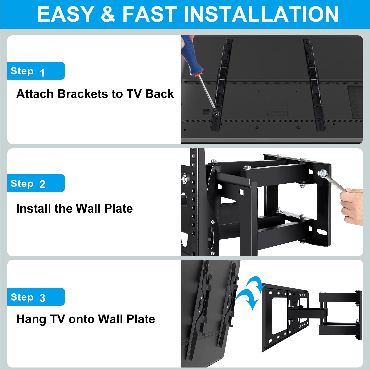 Musment TV-ZJ-AB-CX Stain Resistant Full Motion Wall Mount & Monitor with 8K HDMI Cable