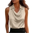 thumbnail image 3 of TaTaai Women's Elegant Sleeveless Lapel Draped Neck Satin Blouses Solid Color Fashion Casual Lightweight Tops Comfortable for Party Office Dating Gift, 3 of 8