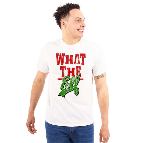 Funny Christmas What the Elf Xmas Graphic T Shirt Men or Women Brisco Brands S