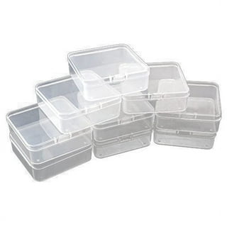 16 Pack Small Containers Clear Plastic Boxes with Hinged Lids