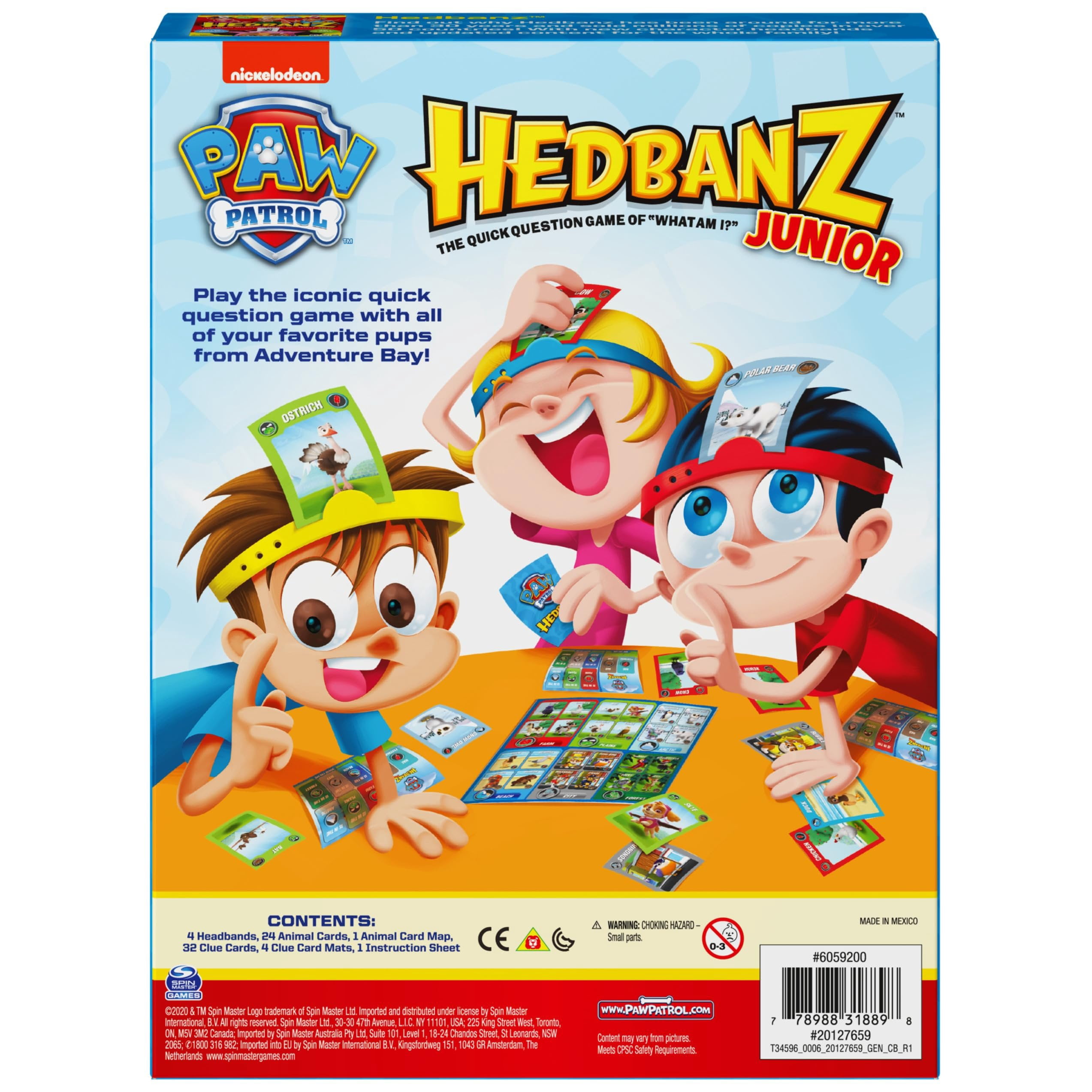 Spin Master Hedbanz Junior PAW Patrol Picture Guessing Board Game for Kids & Family, 2-4 Players, Ages 5+, Animal Cards, Educational Fun