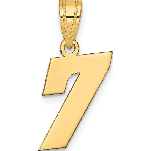 14K Yellow Gold Polished Block Number 7 Pendant (Width 14.5) (Length 17.64) - Jbsp
