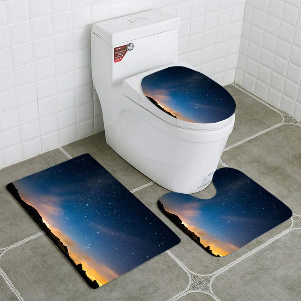 Night Sky Milky Way Trees Non-Slip Bath Mat Soft Bathroom Rugs Absorbent Carpet