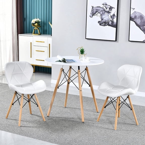 Chak’s Choice Four-Person Round Dining Table Kitchen Home Use Modern Casual Style Wooden Leg Dining Table White