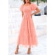 thumbnail image 5 of Vestido Midi de Tul con Fruncido para Mujer PRETTYGARDEN 2025 Rosa Coral, 5 of 6