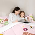 thumbnail image 5 of Feelyou Cute Green Frog Bedding Comforter Set for Child, Jungle Mushroom Twin Comforter Sets, Kawai Pink Cartoon Bedding Set, Microfiber Bedroom Decor, 2pcs, 5 of 8
