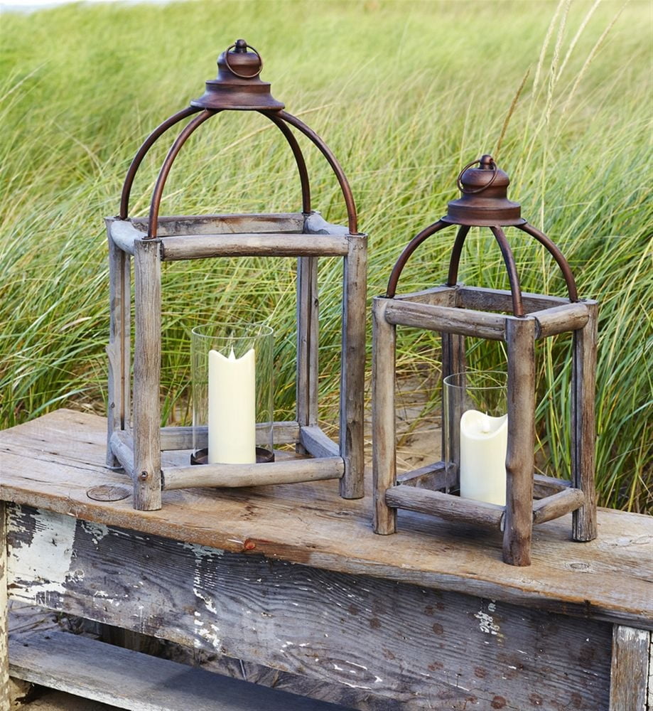 Set of 2 Rustic OpenDesigned Candle Lanterns 26”