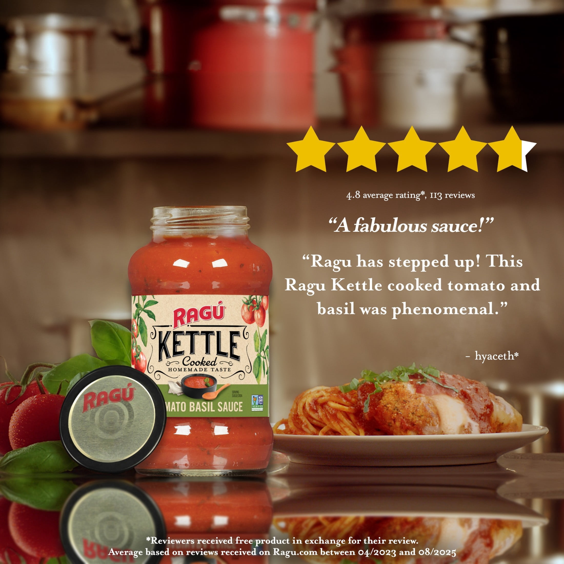 (2 pack) RAGU Kettle Cooked Tomato Basil Pasta Sauce, 24 oz