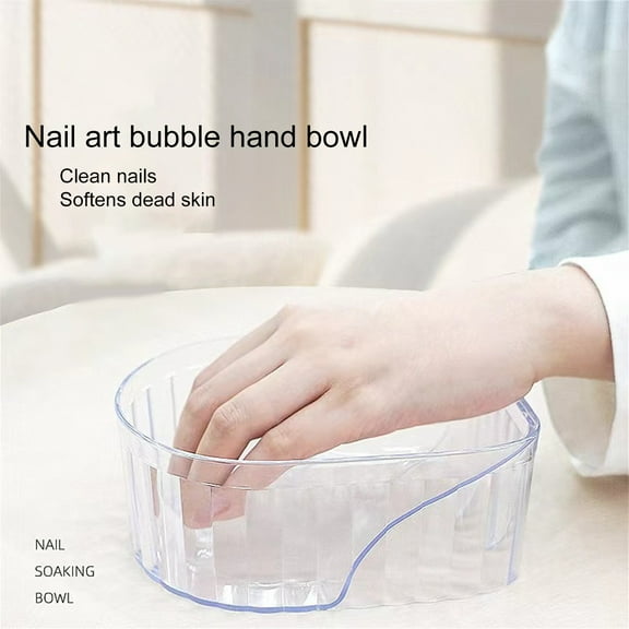 opvise Nail Soaking Bowl Transparent Textured Clean Fingertip Acrylic Soak Finger Manicure Bowl Women Accessories