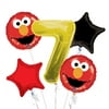 Sesame Street Elmo Balloon Bouquet 7th Birthday 5 pcs - Party Supplies