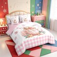 thumbnail image 2 of Manfei Farmhouse Christmas Snowflake 7-Piece King Bedding,Happy Xmas King Bed in a Bag,Pink Reversible, 2 of 7