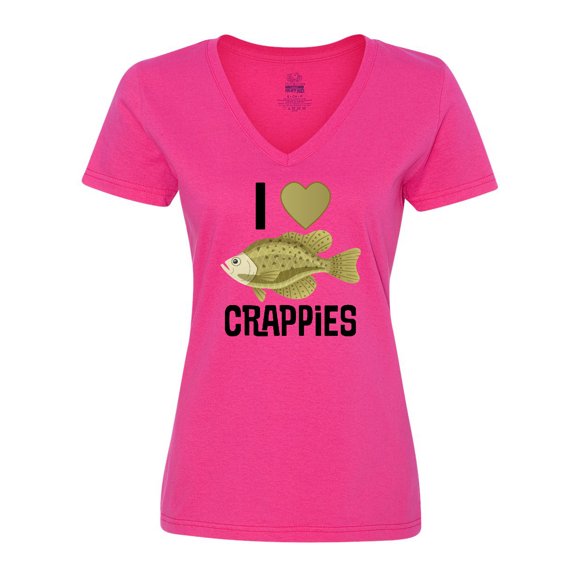 Inktastic Crappie Fishing I Love Crappies Women's V-Neck T-Shirt