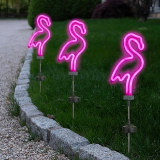 Solar Neon Pink Flamingo Stake Light - Walmart.com - Walmart.com