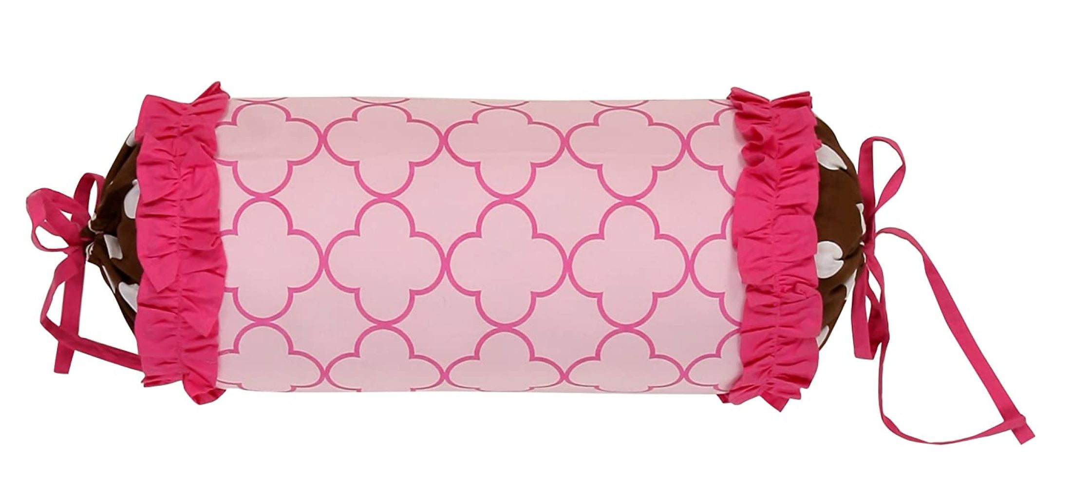Bacati Damask Pink/Chocolate Neck Roll Pillow 