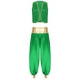 thumbnail image 4 of Aislor Men's Halloween Arabian Prince Costume 2 Piece Persian Cosplay Vest Long Pants Outfits Green&Green XXL, 4 of 7