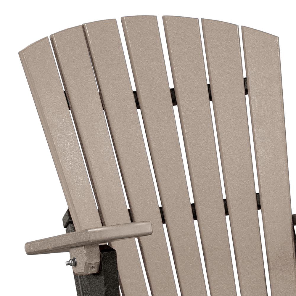 OS Home and Office Model Fan Back Folding Adirondack Chair in Weatherwood with a Black Base