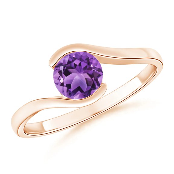 Stackable Amethyst Gemstone 925 Sterling Silver Rose Plated Women Promise Ring