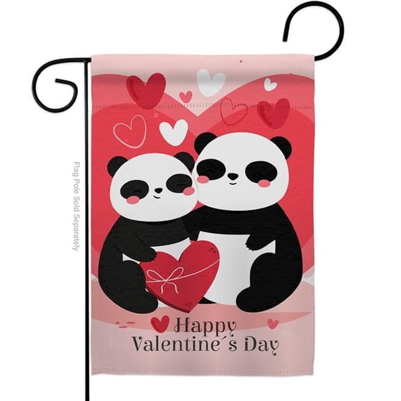 Breeze Decor G151074-BO 13 x 18.5 in. Panda With Love Garden Flag with Spring Valentines Double-Sided Decorative Vertical House Decoration Banner Yard Gift