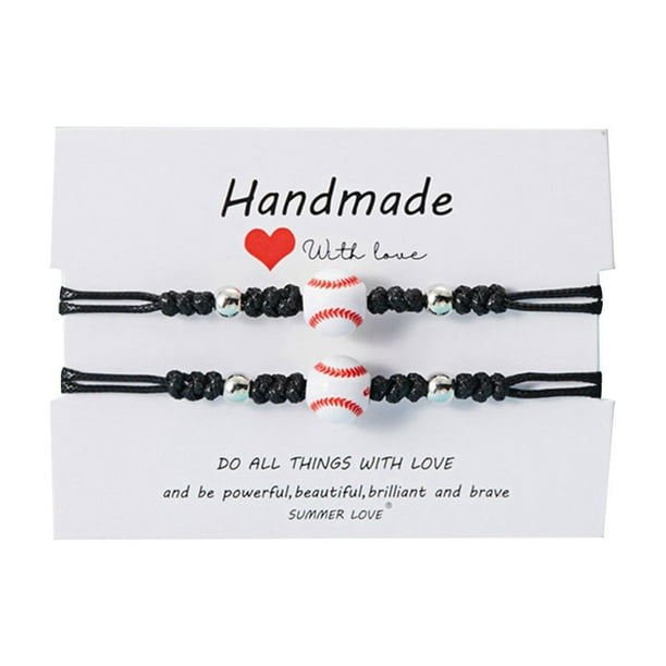 Deporte Tema Baloncesto Fútbol Rugby Pulsera Deportes Trenzado Ajustable Pareja Pulsera 2pcs pulsera con tarjeta