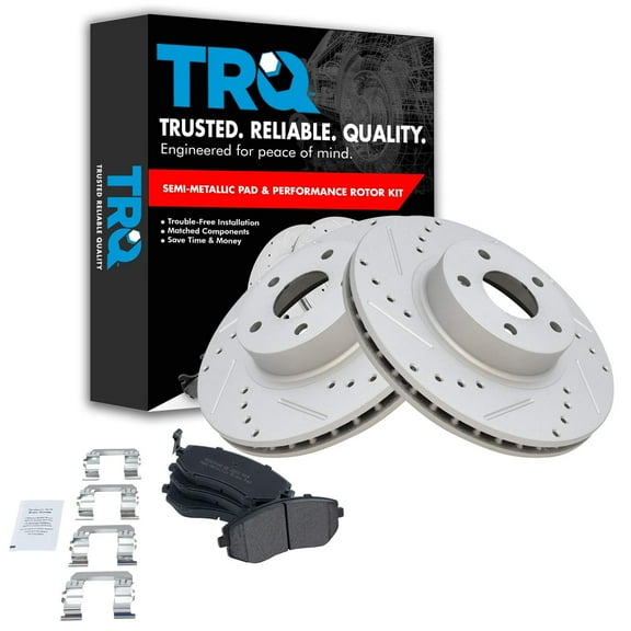 TRQ Front Performance Brake Pad & Rotor Kit Brake Pads Brake Rotors Set Semi-Metallic Premium G-Coated Fits Select 2005-2006 Saab 9-2X 2002-2010 Subaru Impreza 2002-2005 Legacy