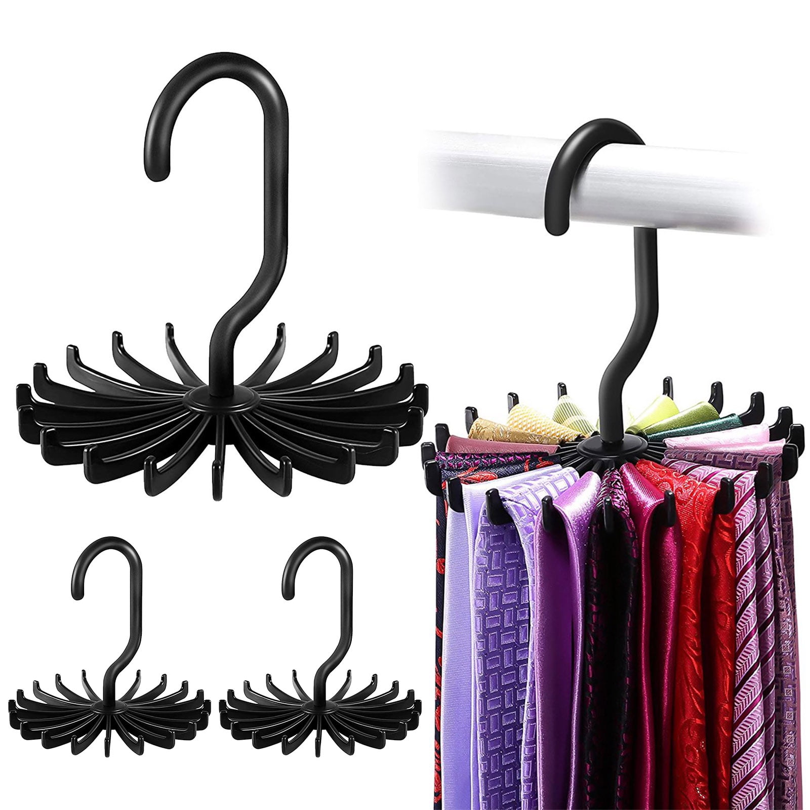 EEEkit 3pcs Belt Tie Rack Hanger, Scarf Tie Holder with 20 Hooks, 360