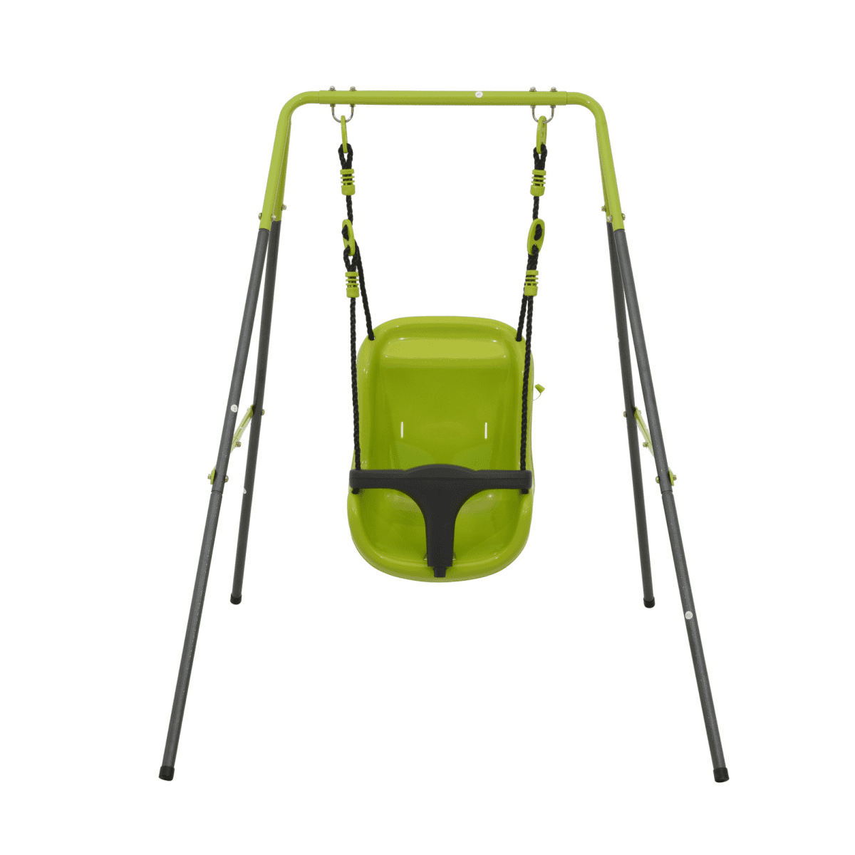 Indoor-Outdoor Baby Swing with Safety Seat, Sturdy Kids Toddler Swing Set with Heavy Duty A-Frame Metal Stand for Backyard, Playground and Nursery, 57" L x 37" W x 46" H