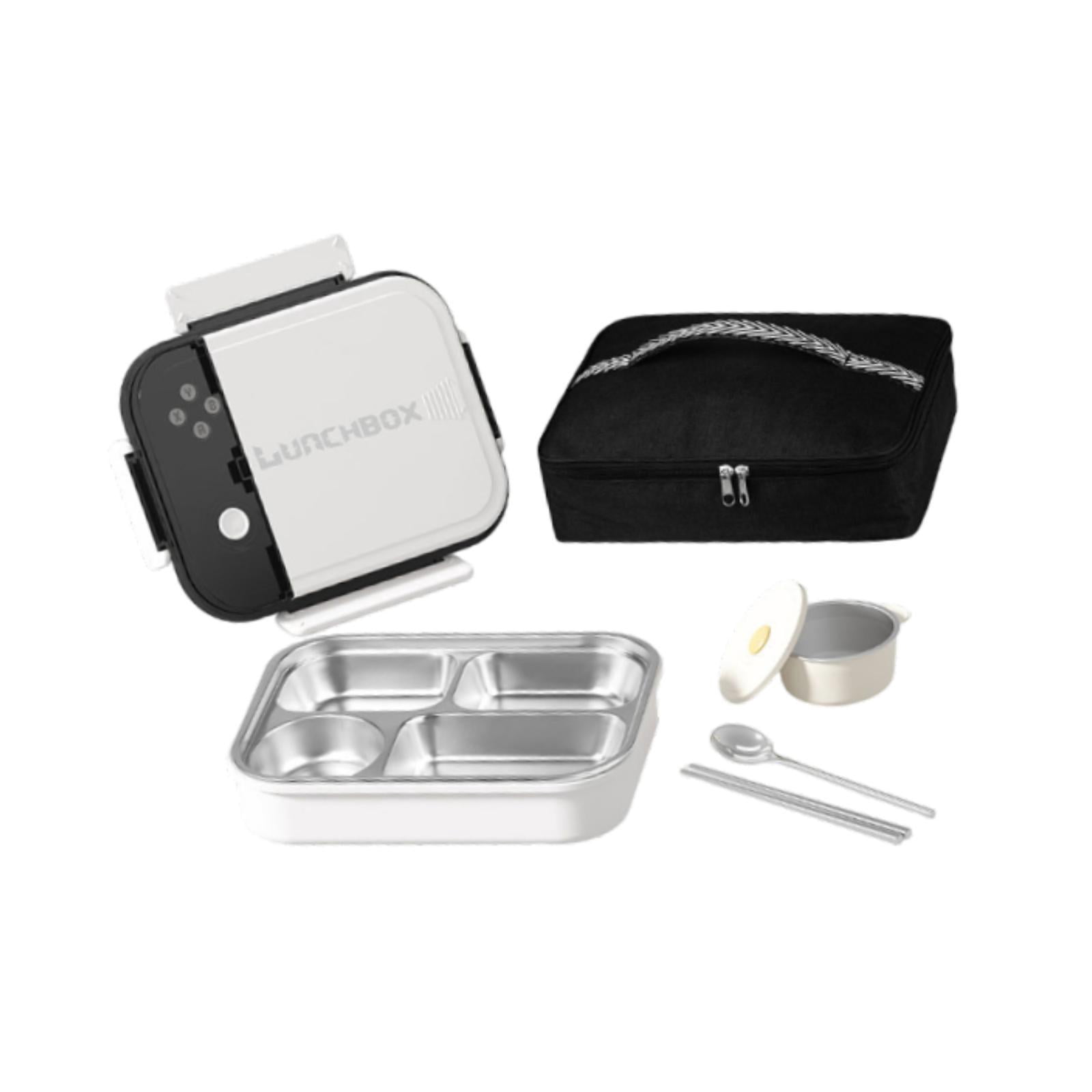 Fiocias Thermal Bento Box 4 Sided Lock Storage Case Bag Food Container for Office Work H white