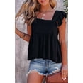 thumbnail image 6 of Gdvsclr Women'S Casual Square Neck Ruffle Cap Sleeve Peplum Babydoll Blouse Tank Top Black XL, 6 of 8