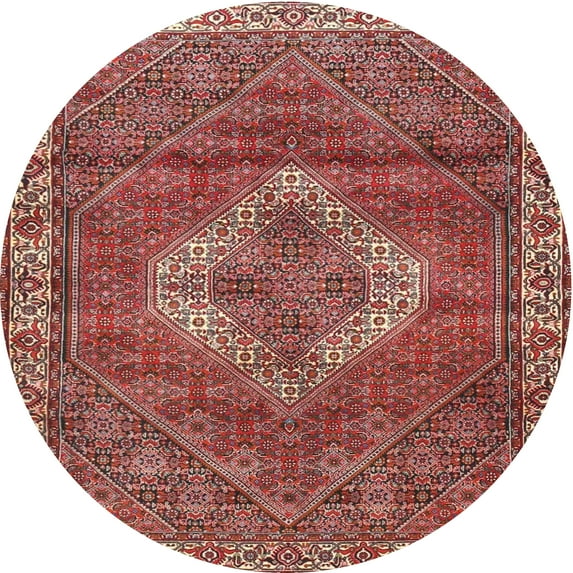 Ahgly Company Indoor Round Traditional Light Copper Gold Medallion Area Rugs, 4' Round