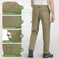 thumbnail image 4 of Hiauspor Hiking Cargo Pants for Men Convertible Zip Off with 5 Deep Pockets Elastic Waist Khaki XL, 4 of 7