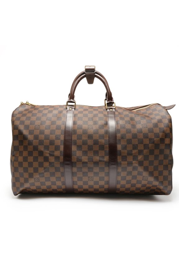 Pre-Owned Louis Vuitton Keepall 50 Damier Ebene Boston Bag, Brown, 2006, WS27347