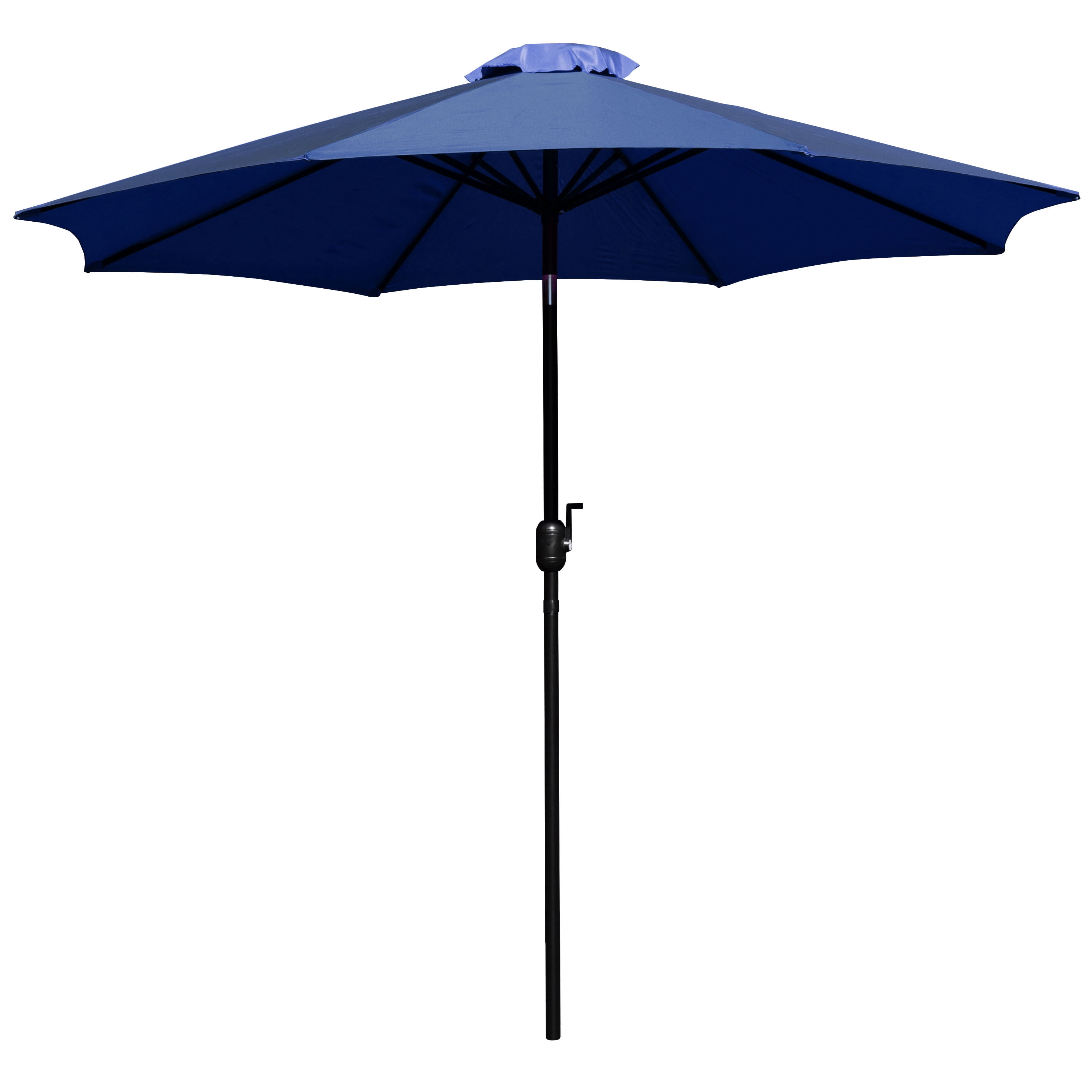 Merrick Lane Navy 9' Round UV Resistant Outdoor Patio Umbrella With Height Lever And 33° Push Button Tilt