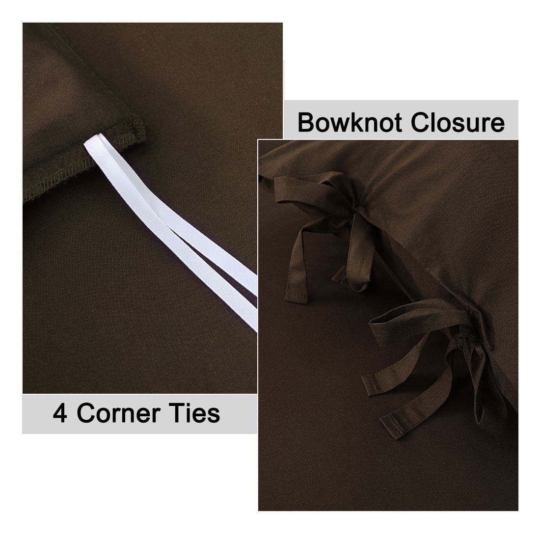 REGALWOVEN 3 Piece Bow Tie Duvet Cover Bedding Set with 2 Pillowcases Twin Dark Brown