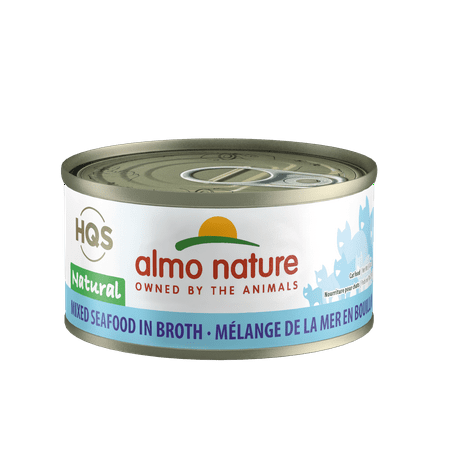 (24 Pack) Almo Nature HQS Natural Mixed Seafood in broth Grain Free Wet Cat Food, 2.47 oz. Cans