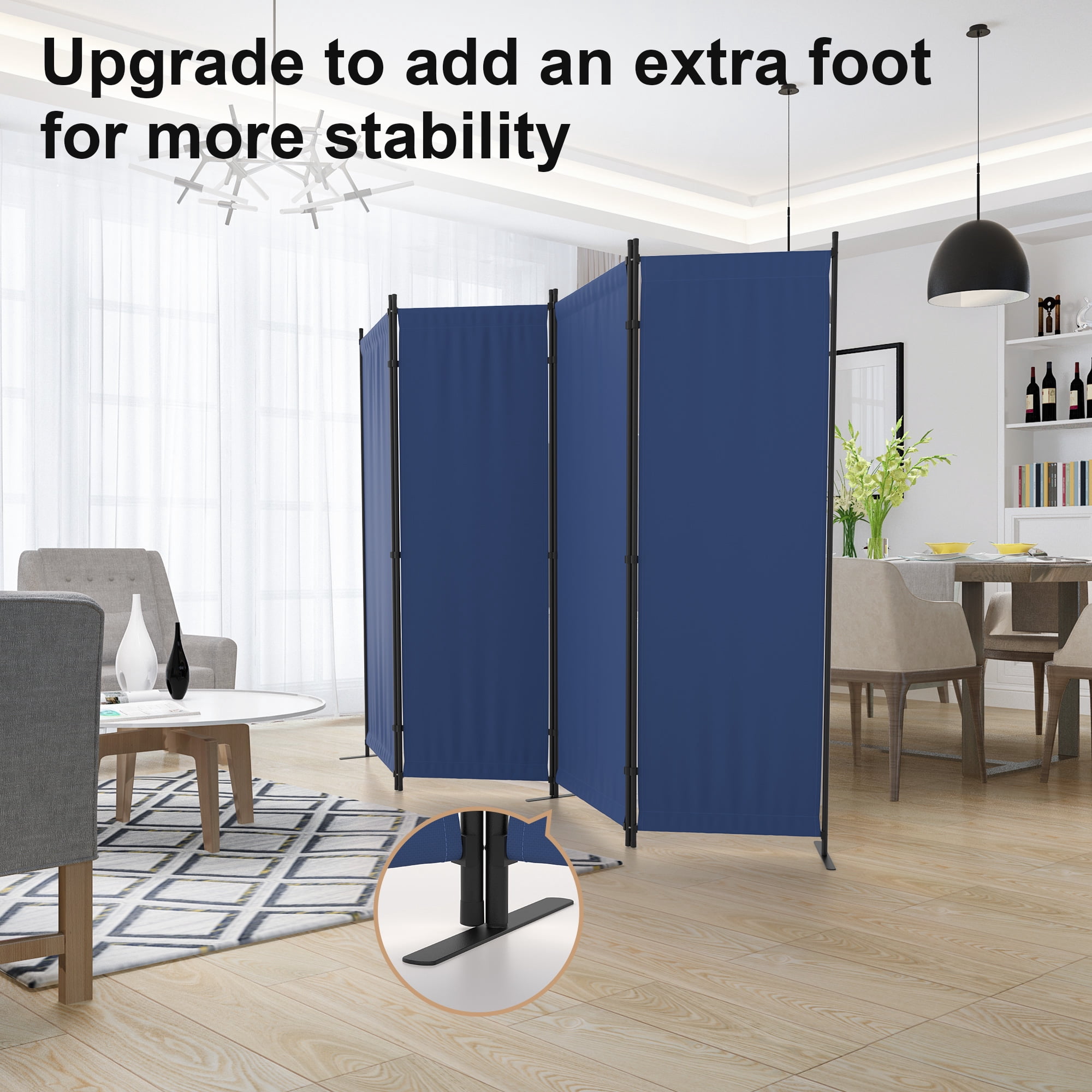 Room Divider 4 Panel Folding Privacy Screens 88" Portable Room Partition for Room Separator Freestanding Wall Divider for Office Bedroom Classroom Hospital, Blue