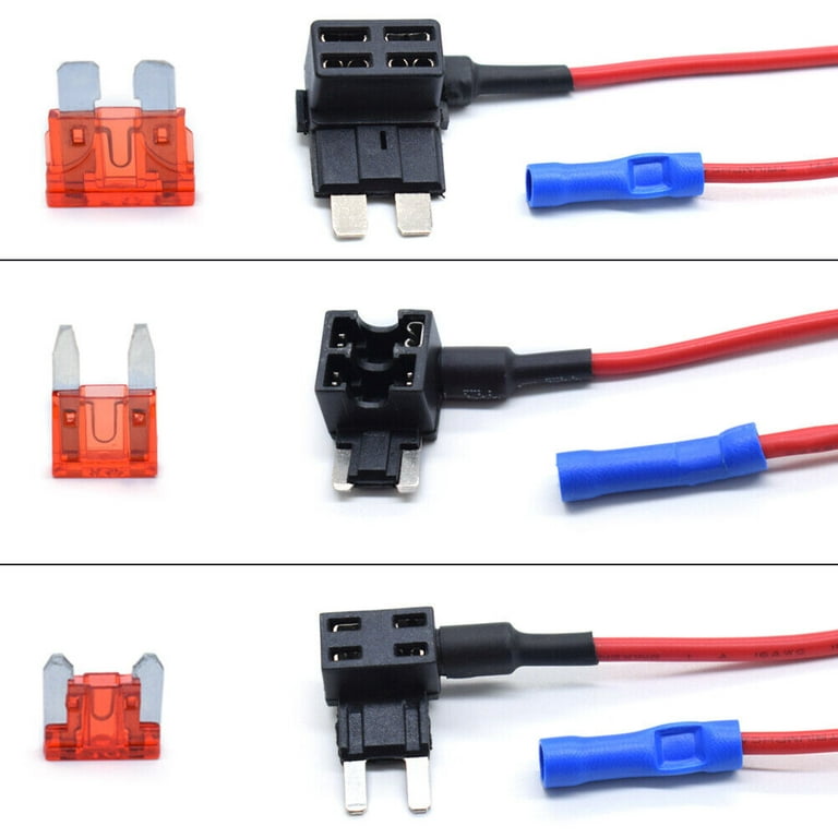 3 Pack 12V Car Add-A-Circuit Fuse Tap Adapter Mini ATM APM Blade Fuse  Holder Kit 