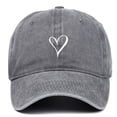 thumbnail image 1 of WEIYLL Womens Men Baseball Cap New Fashionable Heart Embroidered Pure Washed Grey Headwear Hat One Size, 1 of 2