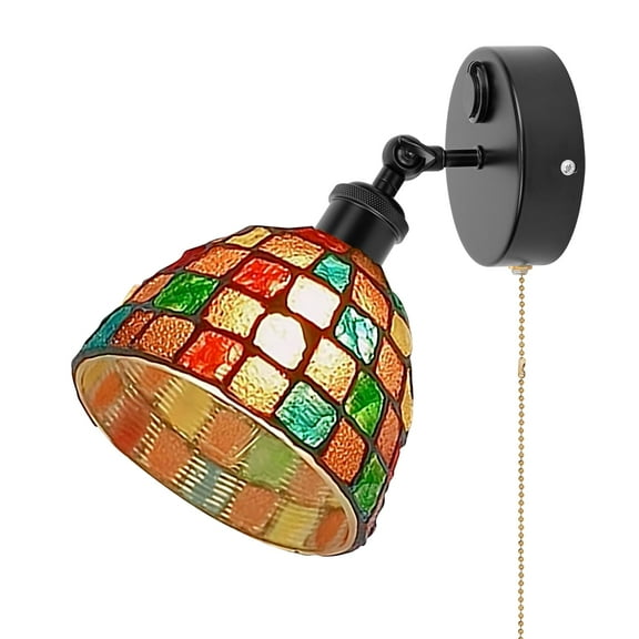 Kiven 12V LED Interior Lights with USB Port,RV Reading Lamp with Pull Chain Switch,4W Tiffany-style Wall Sconce Adjustable Warm White for RV Caravans Boats, Hard-Wired Surface Mount DZ0577